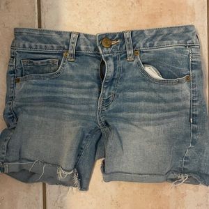 American Eagle light blue midi jean shorts